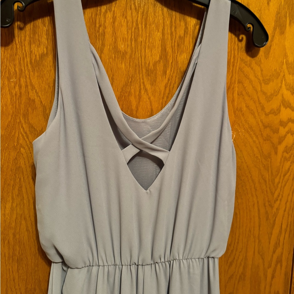 Lush Gray Smocked Cut Out Sundress